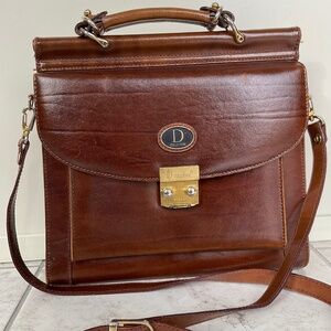 D Collection - Italy - Brown Hand Bag Satchel with Combination Lock